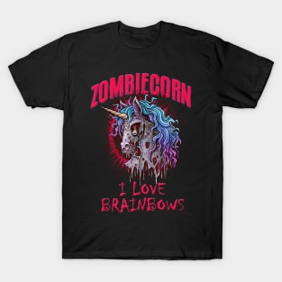 Zombie Unicorn I Love Brainbows Halloween Gothic Goth Punk T-Shirt